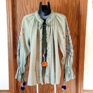 Zara trf collection, boho, artsy, bohemian, embroidery, linen/cotton, po…